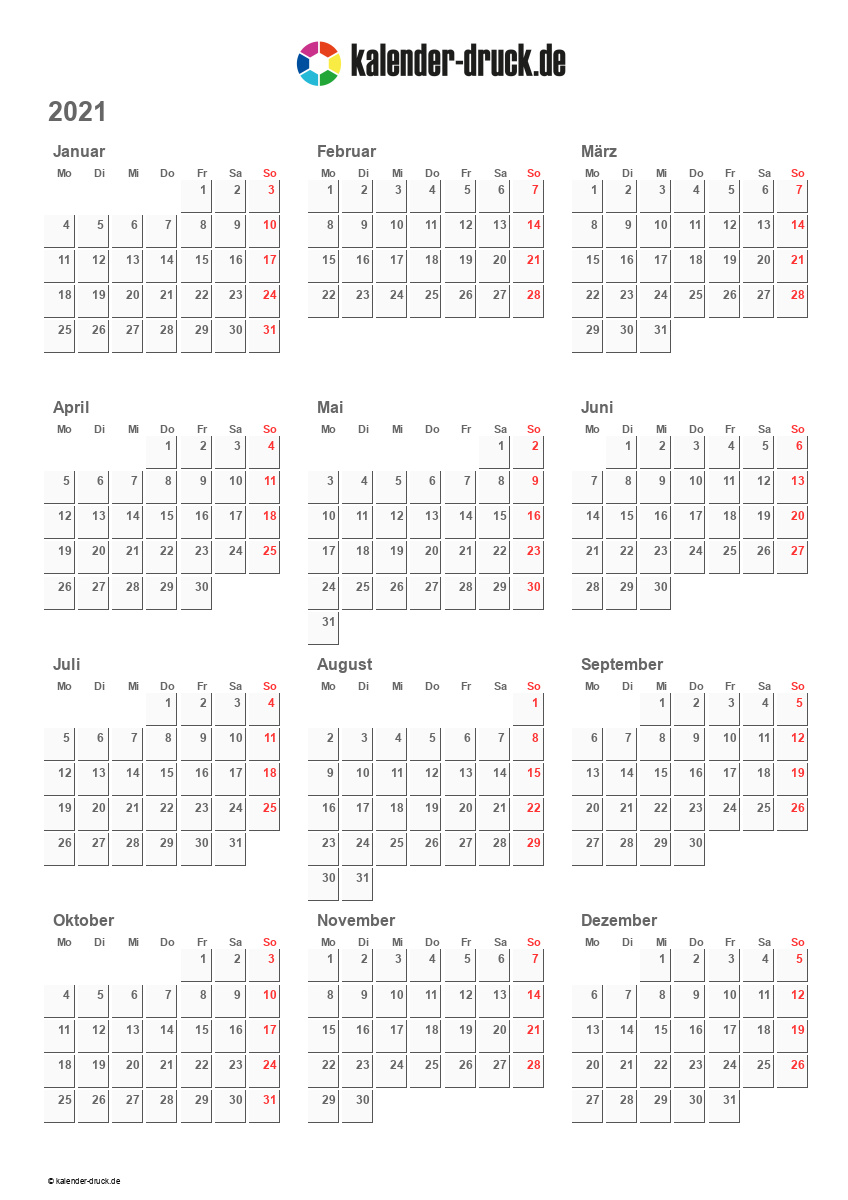 Kostenlos Kalender Zum Selbst Ausdrucken Fur 2021 Und 2022 Kalender Druck De