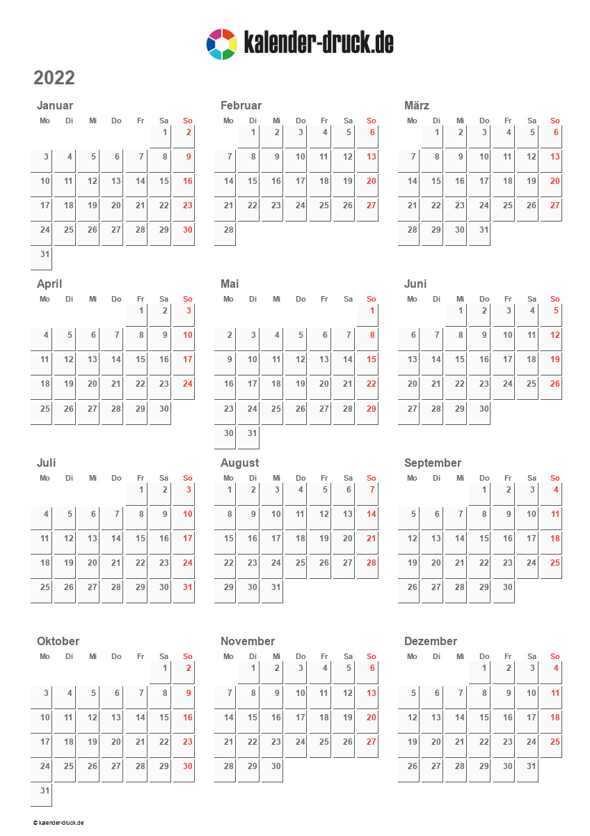 Kostenlos Kalender Zum Selbst Ausdrucken Fur 2021 Und 2022 Kalender Druck De
