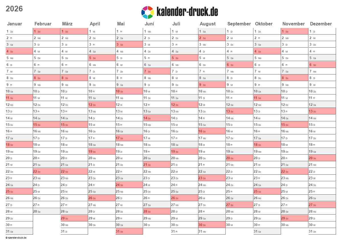 Kostenlos Kalender zum selbst ausdrucken für 2024 und 2025 kalender Kalender Zum Druck